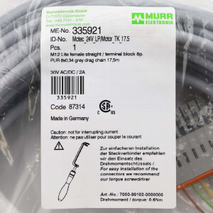 MURR Elektronik Verbindungskabel 335921 Motec 24V LP/Motor TK 17.5 OVP