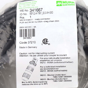 MURR Elektronik Verbindungskabel 341667 MS*L0-A-T661 20.0-XH-S50 OVP