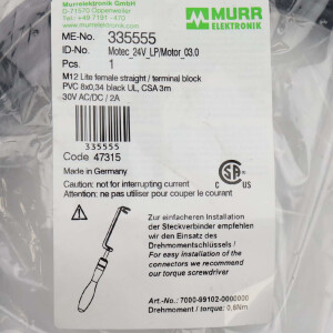 MURR Elektronik Verbindungskabel 335555 Motec 24V LP/Motor 03.0 OVP