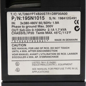 Danfoss Frequenzumrichter VLT2807PT4B20STR1DBF00A00 195N1015 GEB