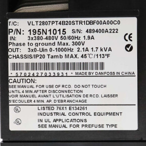 Danfoss Frequenzumrichter VLT2807PT4B20STR1DBF00A00C0 195N1015 NOV