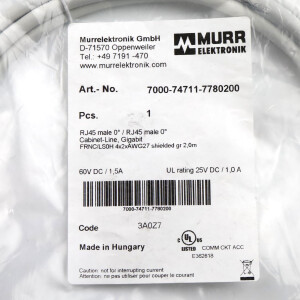 MURR ELEKTRONIK Verbindungskabel RJ45 St. 0° RJ45 St. 0° 7000-74711-7780200 OVP