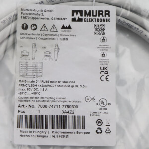 MURR ELEKTRONIK Verbindungskabel RJ45 St. 0° RJ45 St. 0° 7000-74711-7780300 OVP