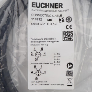 Euchner Anschlussleitung C-M12F05-05X034PU05,0-M12M05-119932 OVP