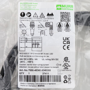 MURR ELEKTRONIK Verbindungskabel M12 St. M12 Bu. 7000-40341-6340300 OVP