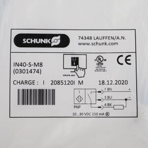 SCHUNK Induktiver Näherungsschalter IN 40-S-M8 0301474 OVP