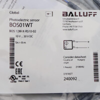 Balluff Einweglichtschranke BOS01WT BOS 12M-X-RS10-02 OVP