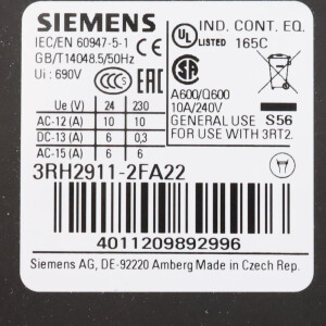 Siemens Hilfsschalterblock 3RH2911-2FA22 NOV