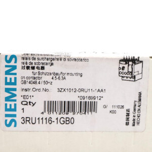 Siemens Überlastrelais 3RU1116-1GB0 OVP