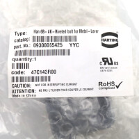 Harting Abdeckkappe Han 6B-AK-Nietbolzen 09300065425 OVP