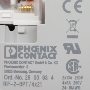 Phoenix Contact Relaissockel RIF-2-BPT/4X21 2900934 + Einzelrelais 2903685 NOV