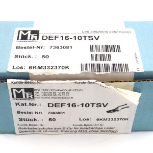 mecatraction Rohrkabelschuhe DEF16-10TSV 7363081 (50Stk.) OVP