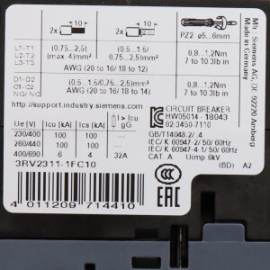Siemens Leistungsschalter 3RV2311-1FC10 OVP