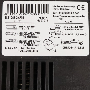 Siemens Leistungsschütz 3RT1066-2AP36 220-240V/50-60Hz GEB