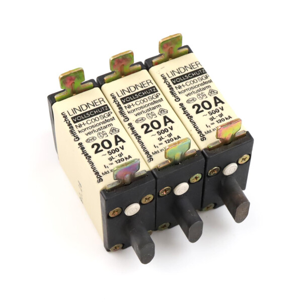Lindner Sicherungseinsatz NH-C00 SGP 20A 500V 17999 (3Stk.) GEB