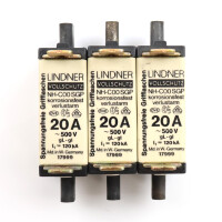 Lindner Sicherungseinsatz NH-C00 SGP 20A 500V 17999 (3Stk.) GEB
