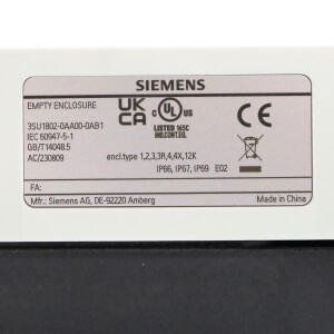 Siemens Gehäuse für Befehlsgeräte 3SU1802-0AA00-0AB1 OVP