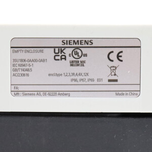 Siemens Gehäuse für Befehlsgeräte 3SU1806-0AA00-0AB1 OVP