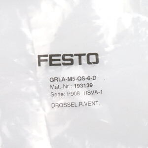 Festo Drossel-Rückschlagventil GRLA-M5-QS-6-D 193139 OVP