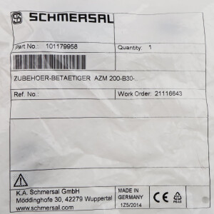 SCHMERSAL Zubehör-Betätiger AZM 200-B30-.. 101179958 OVP