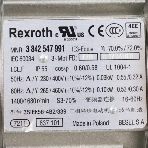 Rexroth Motor 3SIEK56-4B2/339 MNR:3842547991 GEB