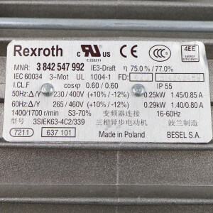 Rexroth Motor 3SIEK63-4C2/339 MNR:3842547992 GEB