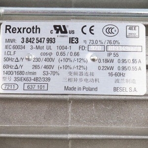 Rexroth Motor 3SIEK63-4B2/339 MNR:3842547993 NOV