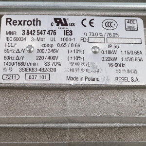 Rexroth Motor 3SIEK63-4B2/339 MNR:3842547476 GEB