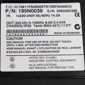 Danfoss Frequenzumrichter VLT2811PS2B20STR1DBF00A00C0 195N0039 GEB