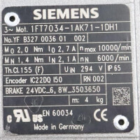 Siemens Synchronmotor 1FT7034-1AK71-1DH1 GEB