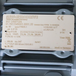SEW Stirnrad-Getriebemotor R57 DRS71S4 0,37kW i=186,89 NOV