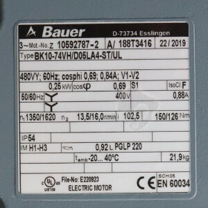 Bauer Getriebemotor BK10-74VH/D05LA4-ST/UL i=102,5 NOV