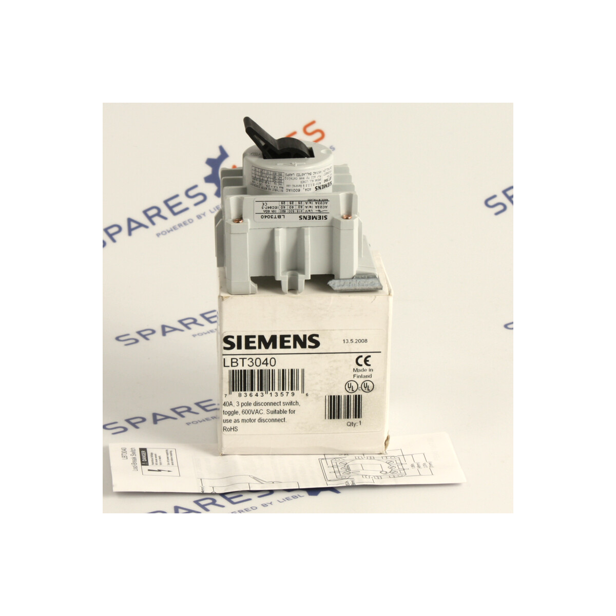 Siemens Motorschalter 3-Polig LBT 3040 40A OVP