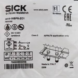 Sick induktiver Näherungssensor IM18-08BPS-ZC1 7900085 OVP