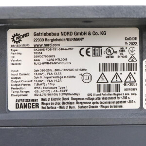 NORDAC Frequenzumrichter SK 250E-FDS-751-340-A-V0P 70354 NOV
