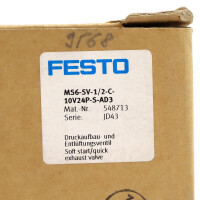 Festo Druckaufbau- und Entlüftungsventil MS6-SV-1/2-C-10V24P-S-AD3 548713 OVP