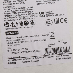 Siemens Lasttrennschalter 3LD2154-1TL53 OVP