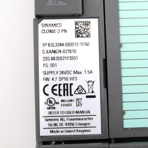 Sinamics CU240E-2 PN 6SL3244-0BB12-1FA0 CFS:E01 FW:V4.7 OVP
