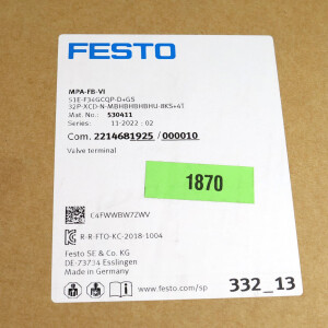 Festo Ventilinsel 51E-F34GCQP-D+GS 32P-XCD-N-MBHBHBHBHU-8KS+4T 530411 OVP