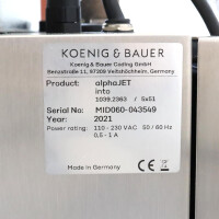 Koenig&Bauer Continuous Inkjet Drucker alphaJET into OVP