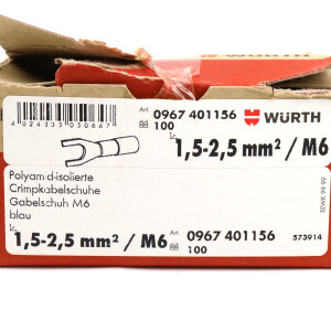 Würth Crimpkabelschuh Gabelform Polyamid-isoliert 0967401156  (100Stk.) OVP