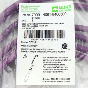 MURR ELEKTRONIK Verbindungskabel M12 Bu. freies Ltg-ende 7000-14061-8400500 OVP