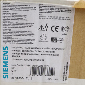 Siemens Sentron Lasttrennschalter 3LD2305-1TL13 OVP