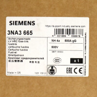 Siemens NH-Sicherungseinsatz 3NA3665 OVP