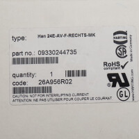 Harting Einsatz Han 24E-AV-F-RECHTS-MK 09330244735 OVP