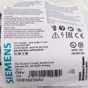 Siemens Schildträger 3SB3923-0AV (10Stk.) OVP