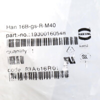 Harting Tüllengehäuse Han 16B-gs-R-M40 19300160548 OVP