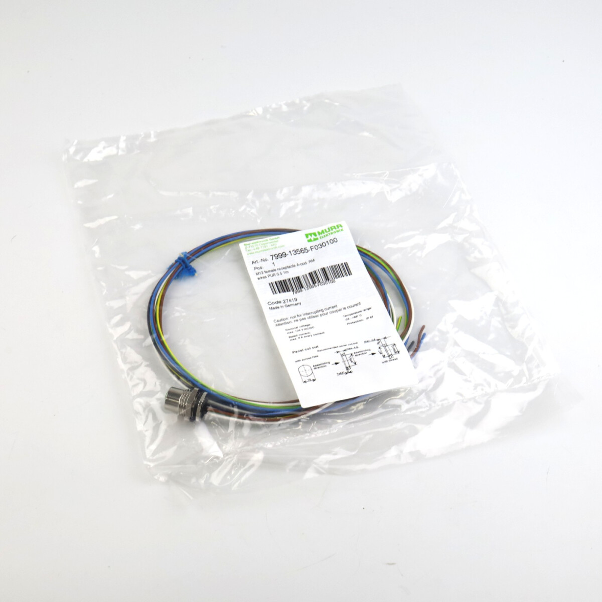 MURR ELEKTRONIK Einbaubuchse M12 Bu. Flansch A-kod. HWM 7999
