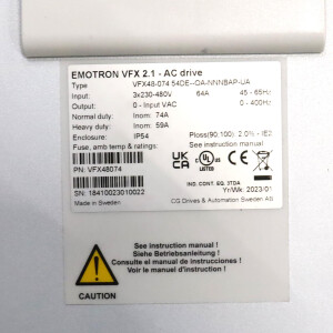 emotron Frequenzumrichter VFX48-074 54DE-OA-NNNBAP--UA OVP
