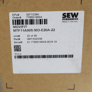 SEW EURODRIVE MOVIFIT MTF11A005-503-E20A-22 MTA11A-503-S523-D01-00/BW2 OVP